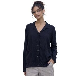 NEW Flax‎ Women Button Up Long Sleeve Lagenlook Shirt 100% Rayon Small